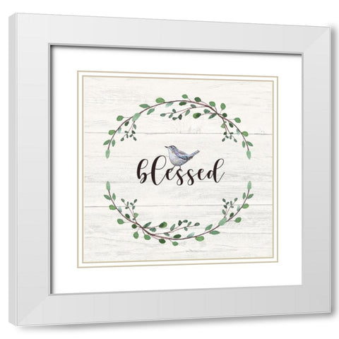 Blessed Sign White Modern Wood Framed Art Print with Double Matting by Tyndall, Elizabeth