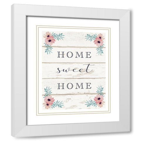 Home Sweet Home White Modern Wood Framed Art Print with Double Matting by Tyndall, Elizabeth