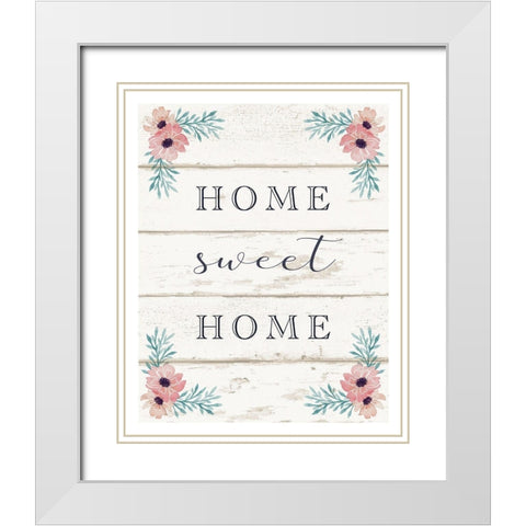 Home Sweet Home White Modern Wood Framed Art Print with Double Matting by Tyndall, Elizabeth