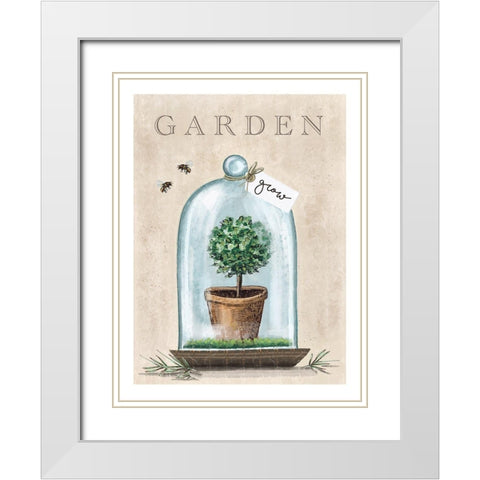 Garden Terrarium White Modern Wood Framed Art Print with Double Matting by Tyndall, Elizabeth