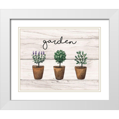 Garden Sign White Modern Wood Framed Art Print with Double Matting by Tyndall, Elizabeth