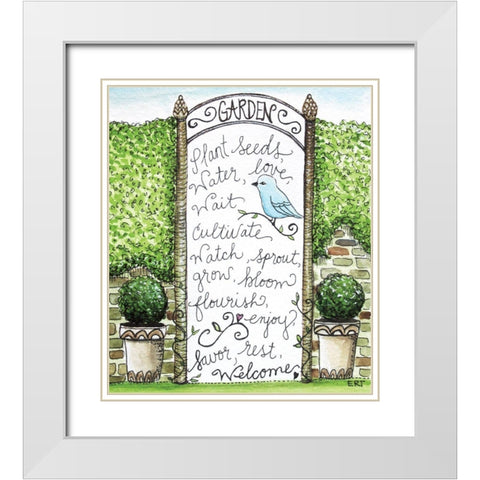 The Garden Trellis White Modern Wood Framed Art Print with Double Matting by Tyndall, Elizabeth