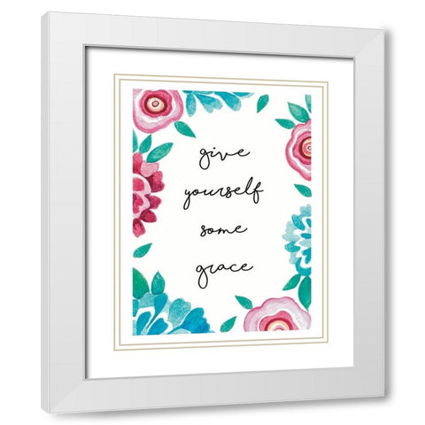 Give Yourself Some Grace White Modern Wood Framed Art Print with Double Matting by Tyndall, Elizabeth