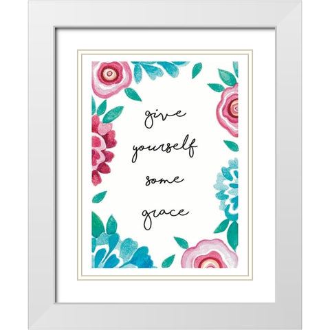 Give Yourself Some Grace White Modern Wood Framed Art Print with Double Matting by Tyndall, Elizabeth