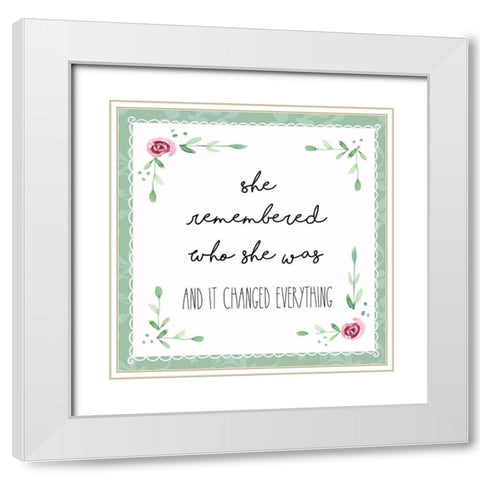 She Remembered Who She Was White Modern Wood Framed Art Print with Double Matting by Tyndall, Elizabeth