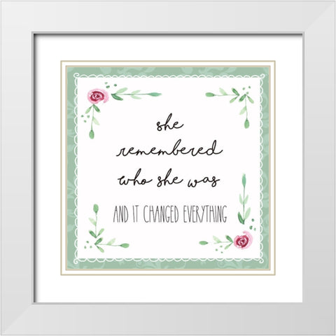 She Remembered Who She Was White Modern Wood Framed Art Print with Double Matting by Tyndall, Elizabeth