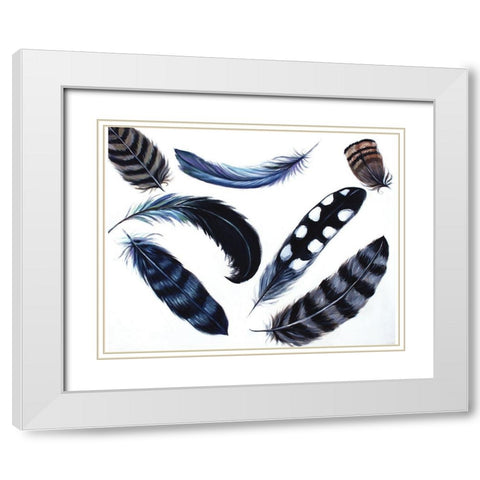 Dancing Feathers White Modern Wood Framed Art Print with Double Matting by Tyndall, Elizabeth