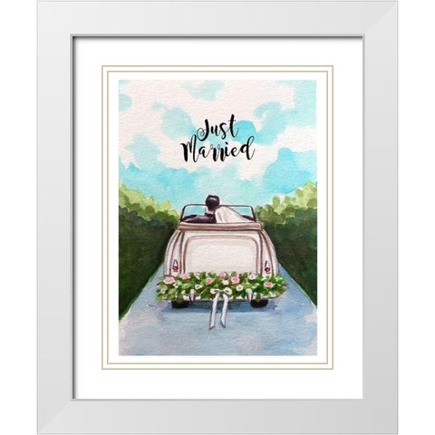 Just Married White Modern Wood Framed Art Print with Double Matting by Tyndall, Elizabeth