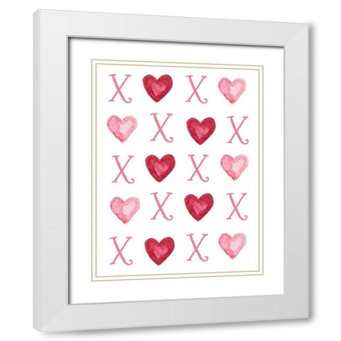 Hugs and Hearts White Modern Wood Framed Art Print with Double Matting by Tyndall, Elizabeth