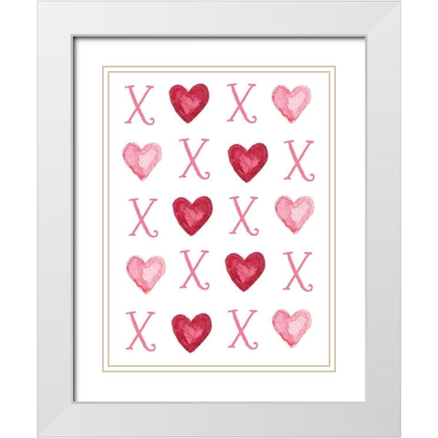 Hugs and Hearts White Modern Wood Framed Art Print with Double Matting by Tyndall, Elizabeth