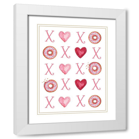 Donuts, Hearts and Hugs White Modern Wood Framed Art Print with Double Matting by Tyndall, Elizabeth