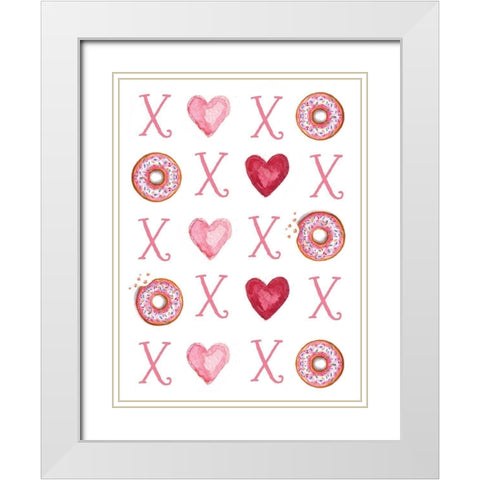 Donuts, Hearts and Hugs White Modern Wood Framed Art Print with Double Matting by Tyndall, Elizabeth