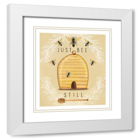 Just Bee Still White Modern Wood Framed Art Print with Double Matting by Tyndall, Elizabeth