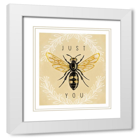 Just Bee You White Modern Wood Framed Art Print with Double Matting by Tyndall, Elizabeth