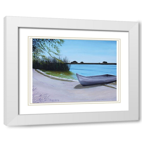 Our Beach White Modern Wood Framed Art Print with Double Matting by Tyndall, Elizabeth