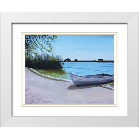 Our Beach White Modern Wood Framed Art Print with Double Matting by Tyndall, Elizabeth