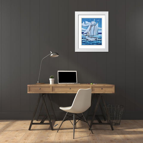 Lets Set Sail White Modern Wood Framed Art Print with Double Matting by Tyndall, Elizabeth