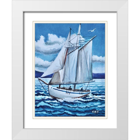 Lets Set Sail White Modern Wood Framed Art Print with Double Matting by Tyndall, Elizabeth