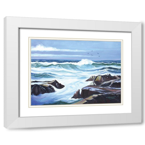 Ocean Waves White Modern Wood Framed Art Print with Double Matting by Tyndall, Elizabeth