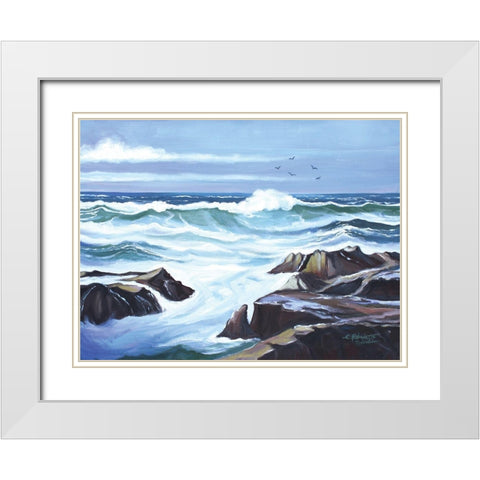 Ocean Waves White Modern Wood Framed Art Print with Double Matting by Tyndall, Elizabeth