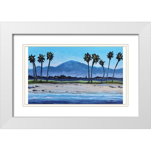Palm Tree Oasis White Modern Wood Framed Art Print with Double Matting by Tyndall, Elizabeth