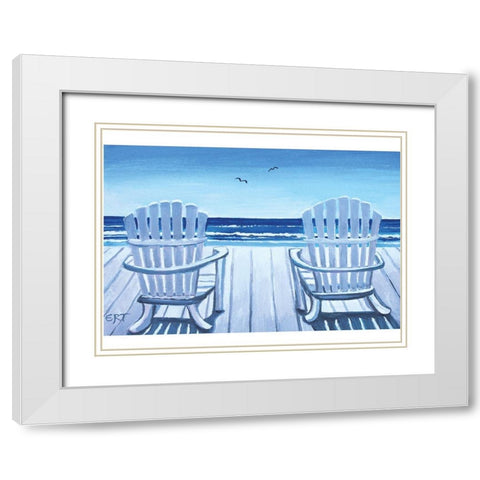 The Beach Chairs White Modern Wood Framed Art Print with Double Matting by Tyndall, Elizabeth