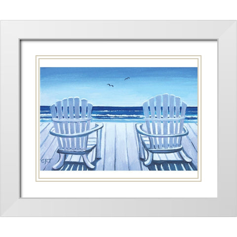 The Beach Chairs White Modern Wood Framed Art Print with Double Matting by Tyndall, Elizabeth