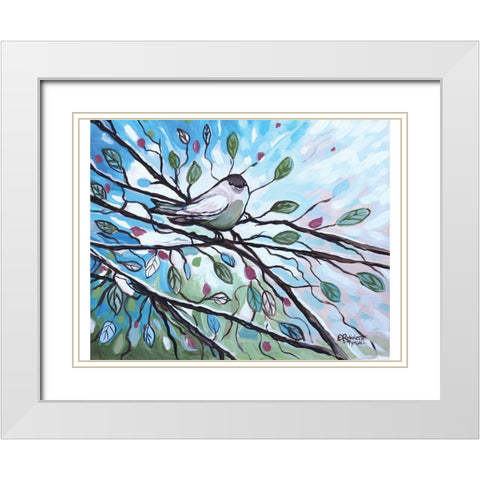 Glimmering Songbird White Modern Wood Framed Art Print with Double Matting by Tyndall, Elizabeth