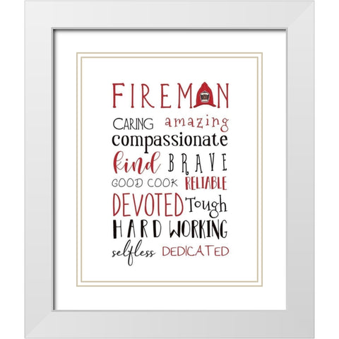 Fireman White Modern Wood Framed Art Print with Double Matting by Tyndall, Elizabeth