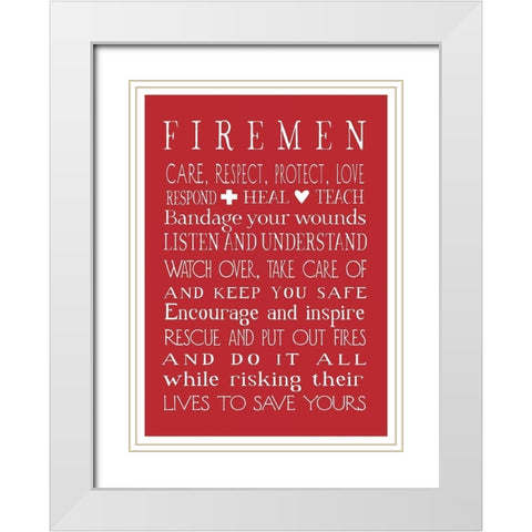 Fireman in Red White Modern Wood Framed Art Print with Double Matting by Tyndall, Elizabeth