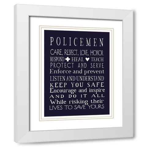 Policeman in Navy White Modern Wood Framed Art Print with Double Matting by Tyndall, Elizabeth