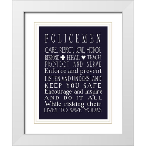 Policeman in Navy White Modern Wood Framed Art Print with Double Matting by Tyndall, Elizabeth