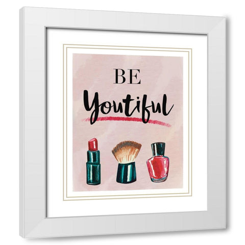 Be You Tiful White Modern Wood Framed Art Print with Double Matting by Tyndall, Elizabeth