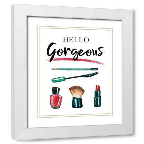 Hello Gorgeous White Modern Wood Framed Art Print with Double Matting by Tyndall, Elizabeth