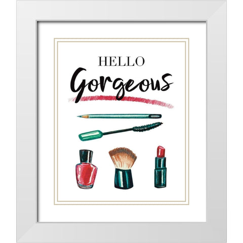 Hello Gorgeous White Modern Wood Framed Art Print with Double Matting by Tyndall, Elizabeth