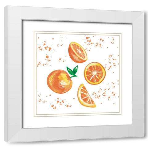Falling Oranges White Modern Wood Framed Art Print with Double Matting by Tyndall, Elizabeth