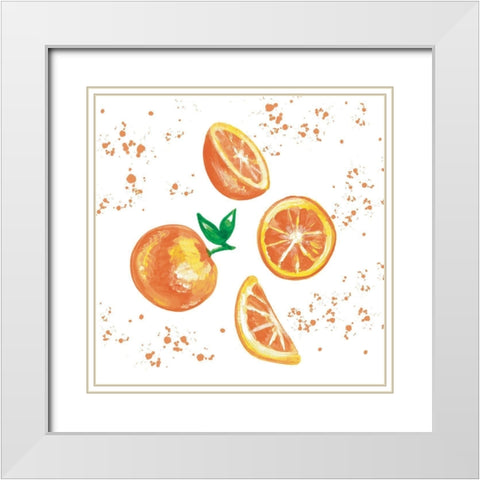 Falling Oranges White Modern Wood Framed Art Print with Double Matting by Tyndall, Elizabeth