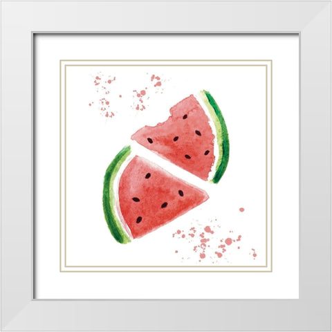 Watermelon Slices White Modern Wood Framed Art Print with Double Matting by Tyndall, Elizabeth