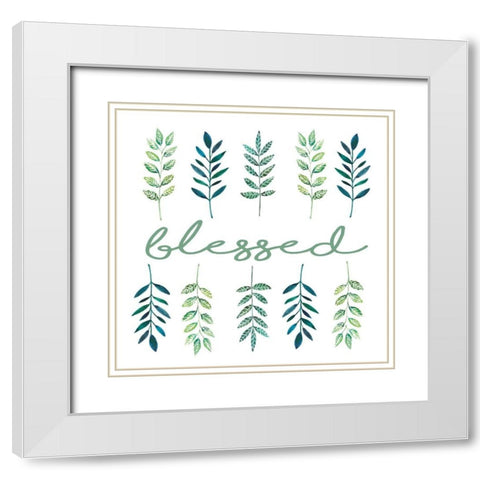 Blessed Leaves White Modern Wood Framed Art Print with Double Matting by Tyndall, Elizabeth