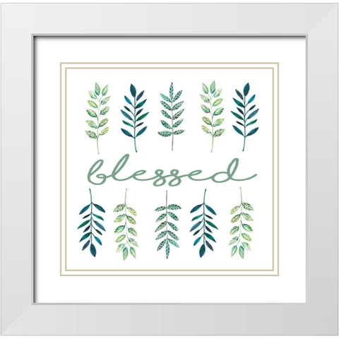 Blessed Leaves White Modern Wood Framed Art Print with Double Matting by Tyndall, Elizabeth