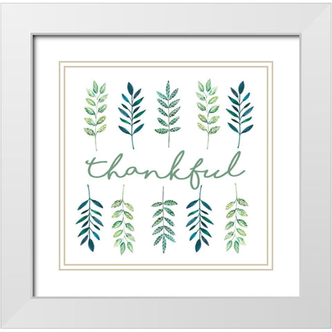 Thankful Leaves White Modern Wood Framed Art Print with Double Matting by Tyndall, Elizabeth