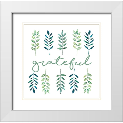 Grateful Leaves White Modern Wood Framed Art Print with Double Matting by Tyndall, Elizabeth