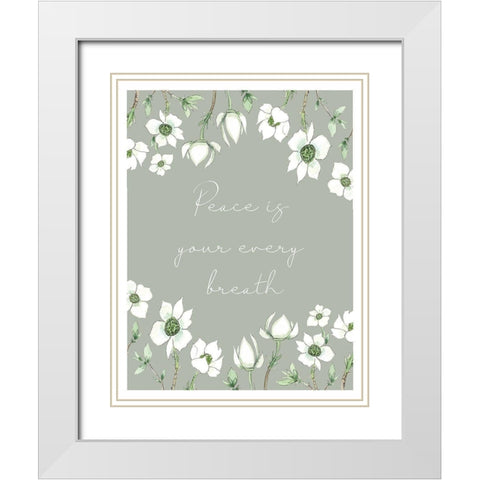 Peace Is White Modern Wood Framed Art Print with Double Matting by Tyndall, Elizabeth