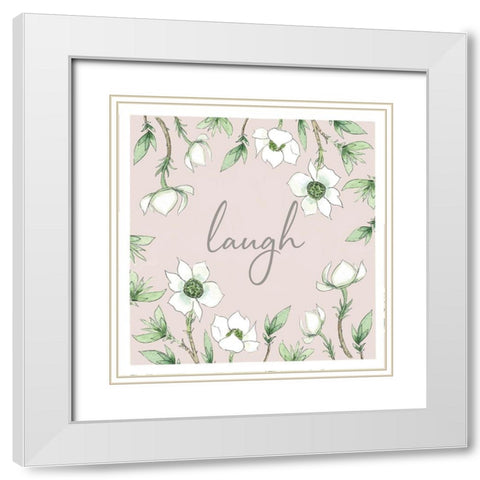 Laugh White Modern Wood Framed Art Print with Double Matting by Tyndall, Elizabeth
