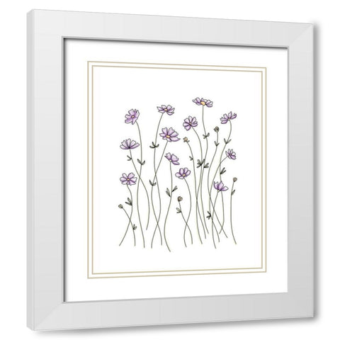 Purple Wildflowers White Modern Wood Framed Art Print with Double Matting by Tyndall, Elizabeth