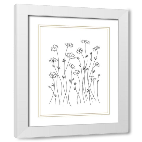 Wildflower Outlines White Modern Wood Framed Art Print with Double Matting by Tyndall, Elizabeth
