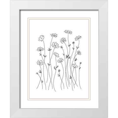 Wildflower Outlines White Modern Wood Framed Art Print with Double Matting by Tyndall, Elizabeth