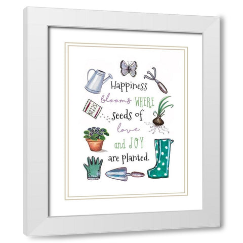 Happiness Grows White Modern Wood Framed Art Print with Double Matting by Tyndall, Elizabeth
