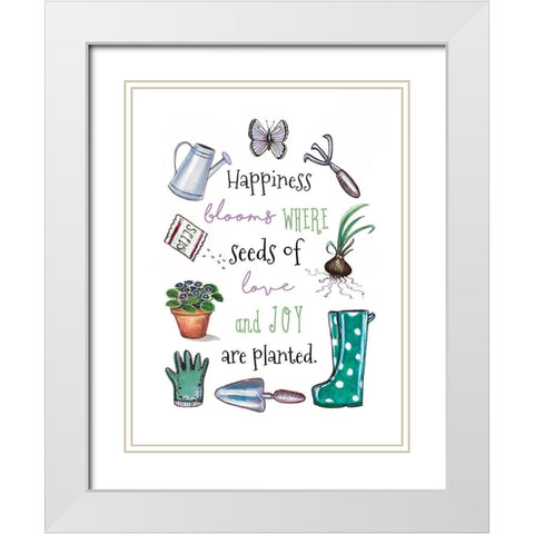 Happiness Grows White Modern Wood Framed Art Print with Double Matting by Tyndall, Elizabeth