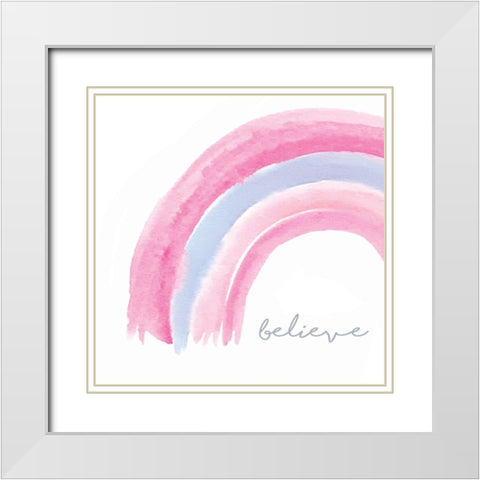 Believe Rainbow White Modern Wood Framed Art Print with Double Matting by Tyndall, Elizabeth